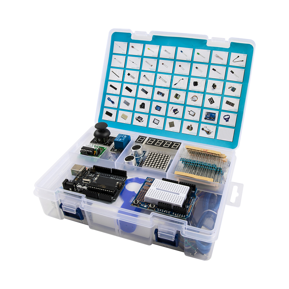 Стартовый набор Arduino UNO R3 DIP KUONGSHUN с фирменным логотипом без батарейки крона 9В с блоком питания под американскую розетку